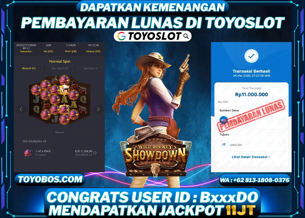 TOYOSLOT - BUKTI KEMENANGAN Wild Bounty Showdown Rp11,000,000,- LUNAS